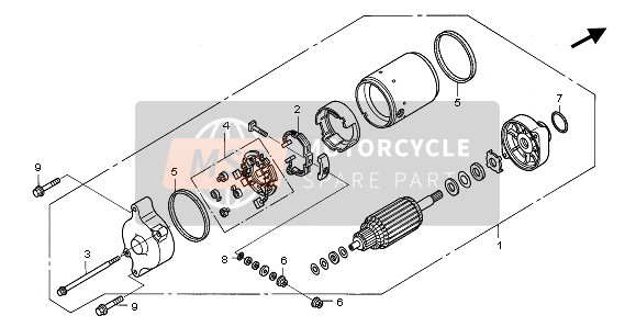 Honda ST1300 2002 Startend Motor voor een 2002 Honda ST1300