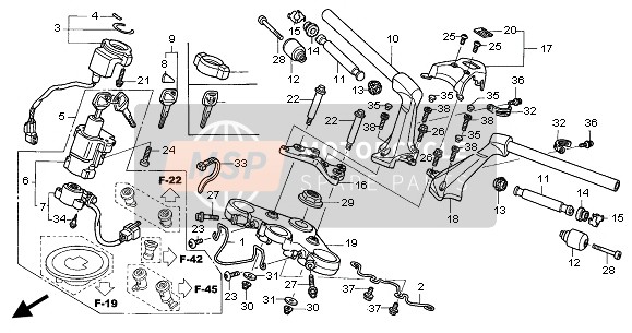 Honda ST1300 2002 Mango de tubo & Puente superior para un 2002 Honda ST1300