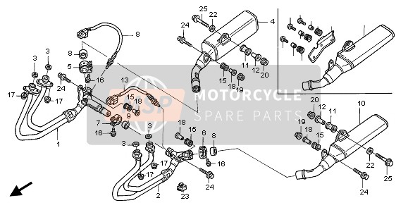 Honda ST1300 2002 EXHAUST MUFFLER for a 2002 Honda ST1300