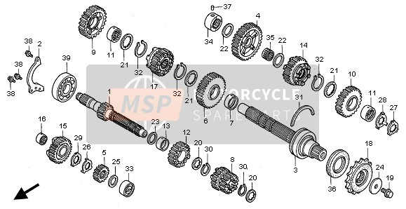 23511MCWD00, Tandwiel, Hoofdas Zesde, Honda, 0