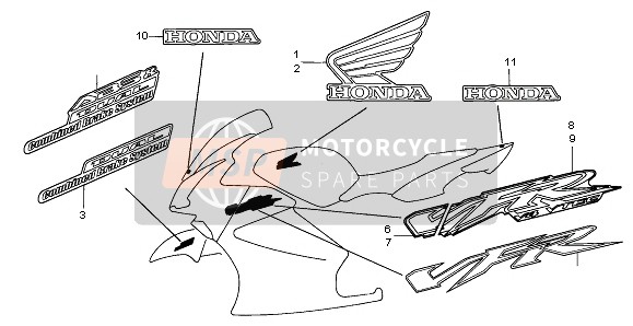 64217MCWD00ZC, Mark, R. Fr. Side Cowl *TYPE3 * (TYPE3 ), Honda, 0