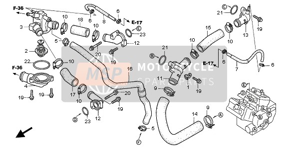 Honda VFR800A 2002 WASSERSCHLAUCH für ein 2002 Honda VFR800A