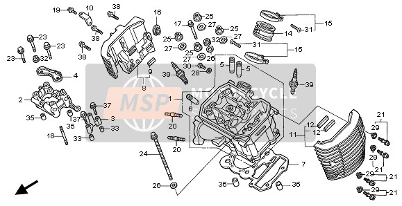 Honda VT750DC 2002 Culata delantera para un 2002 Honda VT750DC