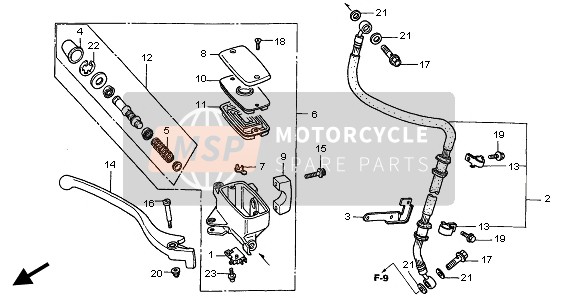 Honda VT750DC 2002 FR. Cilindro maestro del freno para un 2002 Honda VT750DC