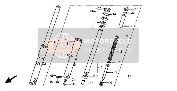 Honda VT750DC 2002 Fourche avant pour un 2002 Honda VT750DC