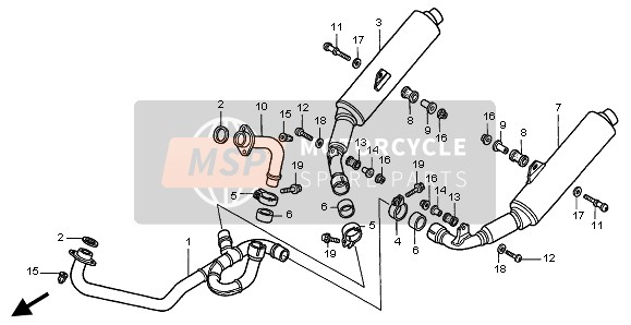 Honda VTR1000F 2002 EXHAUST MUFFLER for a 2002 Honda VTR1000F