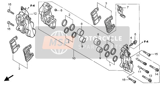 Honda VTR1000SP 2002 FRONT BRAKE CALIPER for a 2002 Honda VTR1000SP