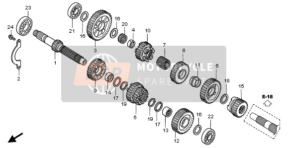 23431MCH630, Gear, Mainshaft Second & Third(24/28T), Honda, 0