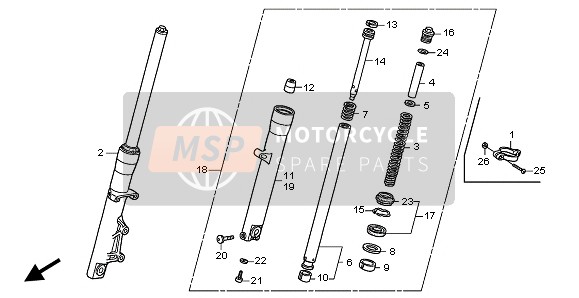 Honda XL125V 2002 Forcella anteriore per un 2002 Honda XL125V