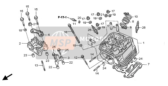 Honda XL650V 2002 Testa del cilindro anteriore per un 2002 Honda XL650V