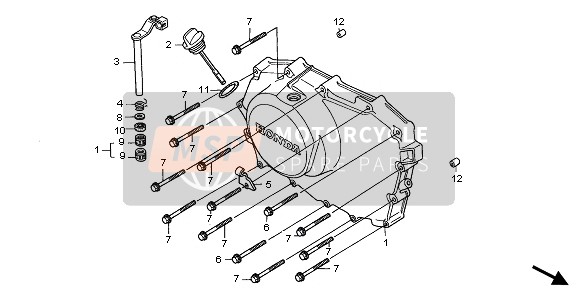 Honda XL650V 2002 Couvercle de carter droit pour un 2002 Honda XL650V