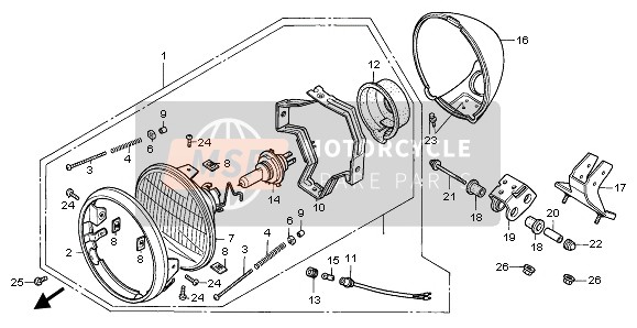 33100MR1941, Headlight Assy. (12V 60/55W), Honda, 0