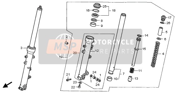 Honda XL1000V 2002 Forcella anteriore per un 2002 Honda XL1000V