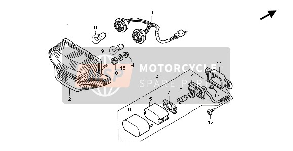 Honda XL1000V 2002 TAILLIGHT for a 2002 Honda XL1000V