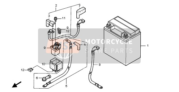 Honda XL1000V 2002 Batterie pour un 2002 Honda XL1000V