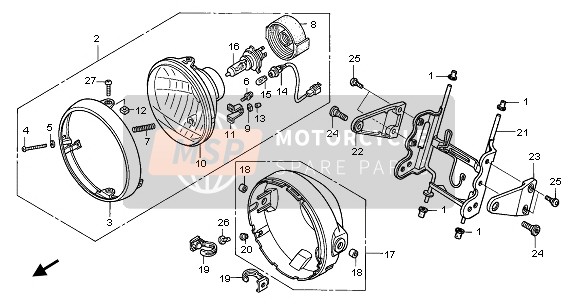 61318MEJ000, Plate, L. Headlight, Honda, 0