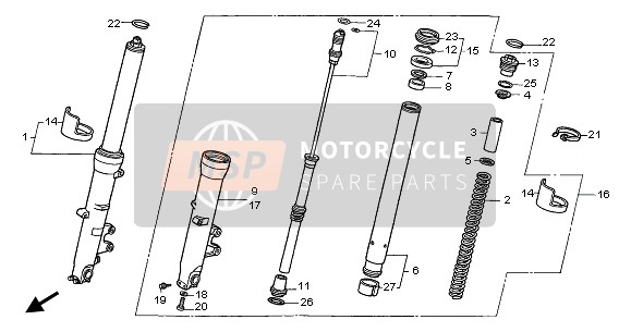 Honda CBR600F 2003 Forcella anteriore per un 2003 Honda CBR600F