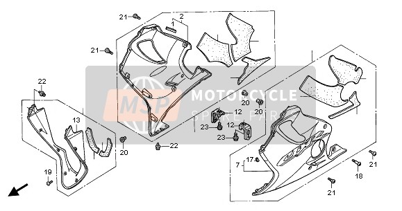 64400MBWH90ZA, Cowl Set, R. Lower (Wl) *TYPE6 * (TYPE6 ), Honda, 0