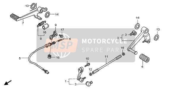 Honda CBR900RR 2003 Pedal para un 2003 Honda CBR900RR