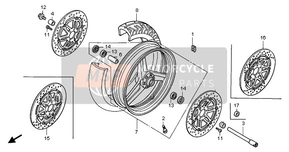 Honda CBR1100XX 2003 Ruota anteriore per un 2003 Honda CBR1100XX