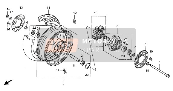 Honda CBR1100XX 2003 REAR WHEEL for a 2003 Honda CBR1100XX