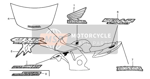 Honda CBR1100XX 2003 Streep & Sticker voor een 2003 Honda CBR1100XX