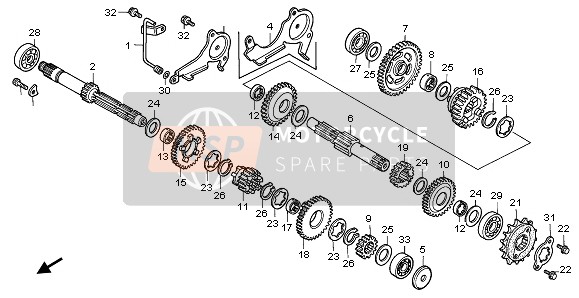 23451MS6620, Gear, Mainshaft Third (21T), Honda, 1