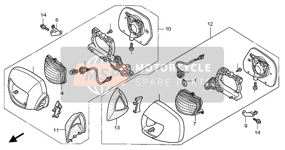 Honda GL1800A 2003 Voorste Indicator & Spiegel voor een 2003 Honda GL1800A