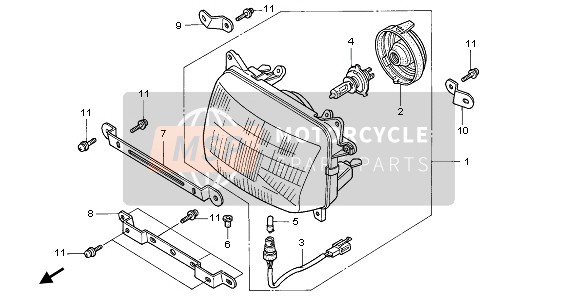 Honda XL600V 1995 HEADLIGHT (UK) for a 1995 Honda XL600V