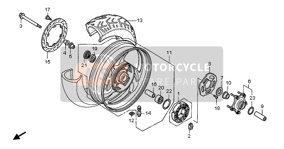 Honda NT650V 2003 REAR WHEEL for a 2003 Honda NT650V