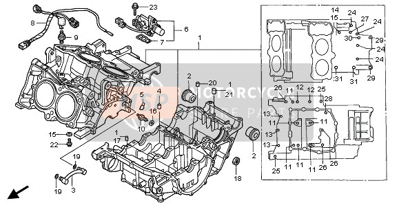 Honda VFR800A 2003 Caja Del Cigüeñal para un 2003 Honda VFR800A