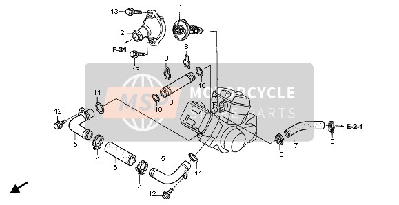 Honda VT125C 2003 Tuyau d'eau pour un 2003 Honda VT125C