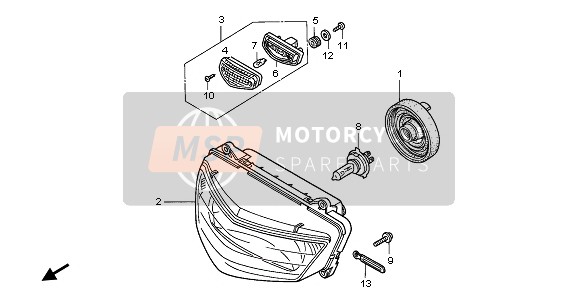 Honda VTR1000F 2003 Faro (EU) para un 2003 Honda VTR1000F