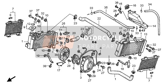 Honda VTR1000F 2003 Radiador para un 2003 Honda VTR1000F