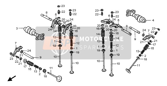 14120MV1000, Nokkenas Compl., Achter, Honda, 0