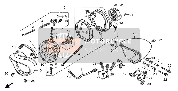 Honda VTX1800C 2003 HEADLIGHT (UK) for a 2003 Honda VTX1800C