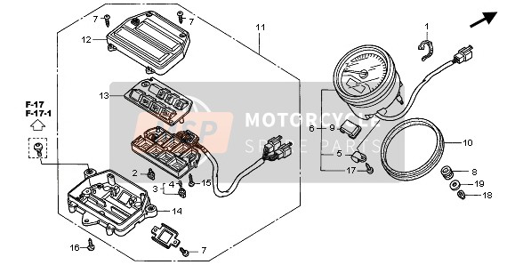 37200MCH841, Geshwindigkeitsmesser Kom, Honda, 0