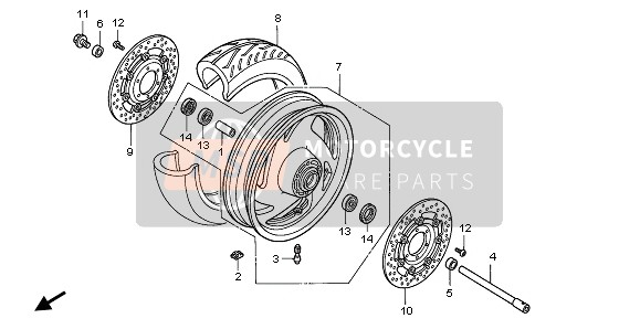 Honda VTX1800C 2003 FRONT WHEEL for a 2003 Honda VTX1800C