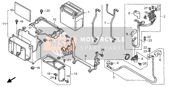 32401MCV000, Cable, Starter Battery, Honda, 0