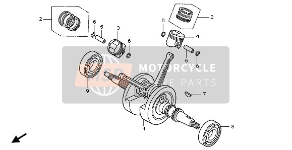 Honda XL125V 2003 CRANKSHAFT & PISTON for a 2003 Honda XL125V