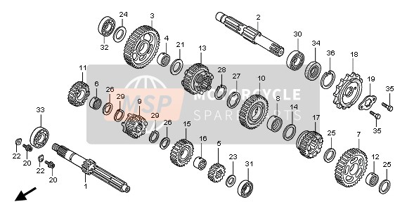 Honda XL125V 2003 TRANSMISSION for a 2003 Honda XL125V