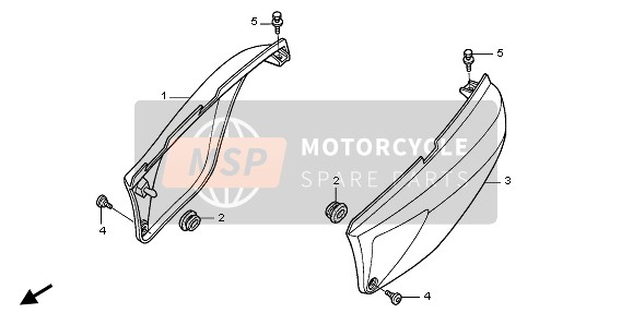 Honda XL125V 2003 Cubierta lateral para un 2003 Honda XL125V