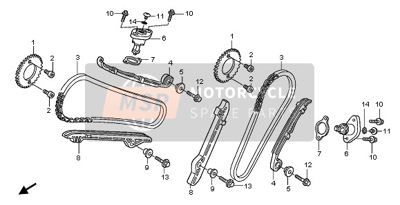 Honda XL125V 80KMH 2003 STEUERKETTE & SPANNER für ein 2003 Honda XL125V 80KMH