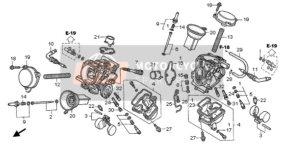 Honda XL125V 80KMH 2003 Carburador (Partes componentes) para un 2003 Honda XL125V 80KMH