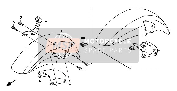 Honda XL125V 80KMH 2003 FRONT FENDER for a 2003 Honda XL125V 80KMH