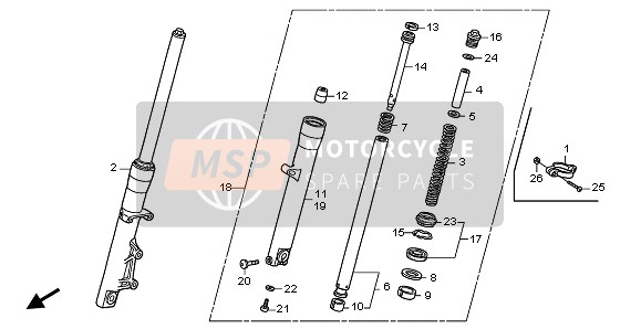 Honda XL125V 80KMH 2003 Tenedor frontal para un 2003 Honda XL125V 80KMH