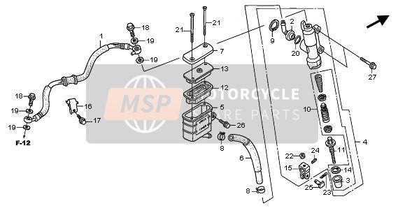 Honda XL125V 80KMH 2003 RR. BRAKE MASTER CYLINDER for a 2003 Honda XL125V 80KMH