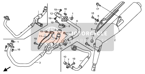 Honda XL125V 80KMH 2003 Silenciador de escape para un 2003 Honda XL125V 80KMH