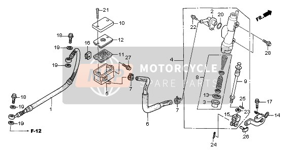 Honda XL650V 2003 Maître-cylindre de frein arrière pour un 2003 Honda XL650V