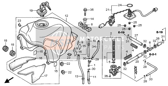 Honda XL650V 2003 Benzinetank voor een 2003 Honda XL650V